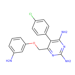 Nc1cccc(OCc2nc(N)nc(N)c2-c2ccc(Cl)cc2)c1 ZINC000037866081