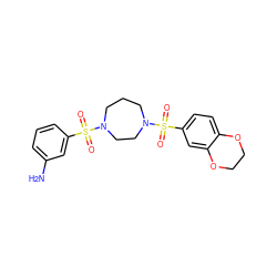 Nc1cccc(S(=O)(=O)N2CCCN(S(=O)(=O)c3ccc4c(c3)OCCO4)CC2)c1 ZINC000036382543