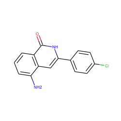 Nc1cccc2c(=O)[nH]c(-c3ccc(Cl)cc3)cc12 ZINC000096282481