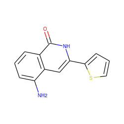 Nc1cccc2c(=O)[nH]c(-c3cccs3)cc12 ZINC000096282489