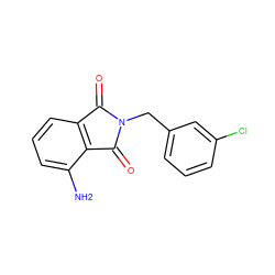 Nc1cccc2c1C(=O)N(Cc1cccc(Cl)c1)C2=O ZINC000003444308