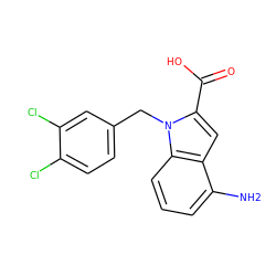 Nc1cccc2c1cc(C(=O)O)n2Cc1ccc(Cl)c(Cl)c1 ZINC000013588894