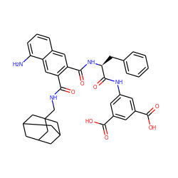 Nc1cccc2cc(C(=O)N[C@@H](Cc3ccccc3)C(=O)Nc3cc(C(=O)O)cc(C(=O)O)c3)c(C(=O)NCC34CC5CC(CC(C5)C3)C4)cc12 ZINC000028965286