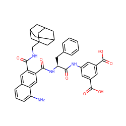 Nc1cccc2cc(C(=O)NCC34CC5CC(CC(C5)C3)C4)c(C(=O)N[C@@H](Cc3ccccc3)C(=O)Nc3cc(C(=O)O)cc(C(=O)O)c3)cc12 ZINC000028965292