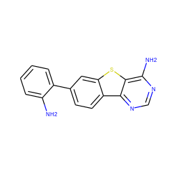 Nc1ccccc1-c1ccc2c(c1)sc1c(N)ncnc12 ZINC000223705005