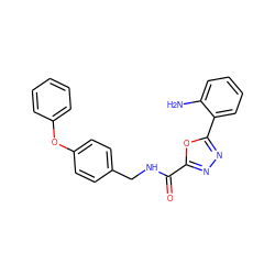 Nc1ccccc1-c1nnc(C(=O)NCc2ccc(Oc3ccccc3)cc2)o1 ZINC000043120874