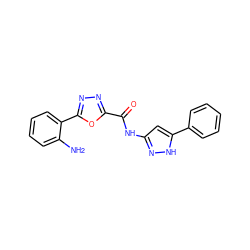 Nc1ccccc1-c1nnc(C(=O)Nc2cc(-c3ccccc3)[nH]n2)o1 ZINC000043013419