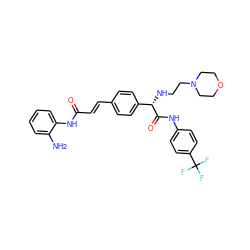 Nc1ccccc1NC(=O)/C=C/c1ccc([C@H](NCCN2CCOCC2)C(=O)Nc2ccc(C(F)(F)F)cc2)cc1 ZINC000066100096