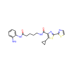 Nc1ccccc1NC(=O)CCCCNC(=O)c1nc(-c2nccs2)sc1C1CC1 ZINC000653704151