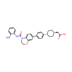 Nc1ccccc1NC(=O)N1CCOc2cc(-c3ccc([C@H]4CC[C@H](CC(=O)O)CC4)cc3)ccc21 ZINC000261098767