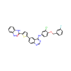 Nc1ccccc1NC(=O)c1ccc(-c2ccc3ncnc(Nc4ccc(OCc5cccc(F)c5)c(Cl)c4)c3c2)s1 ZINC000066262065