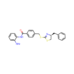 Nc1ccccc1NC(=O)c1ccc(CSC2=N[C@@H](Cc3ccccc3)CS2)cc1 ZINC000096273667