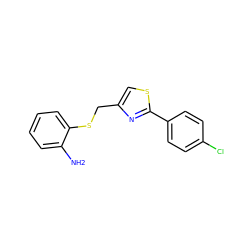 Nc1ccccc1SCc1csc(-c2ccc(Cl)cc2)n1 ZINC000000138096