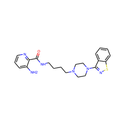 Nc1cccnc1C(=O)NCCCCN1CCN(c2nsc3ccccc23)CC1 ZINC000001539370