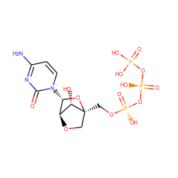 Nc1ccn([C@@H]2O[C@@]3(CO[P@](=O)(O)O[P@](=O)(O)OP(=O)(O)O)CO[C@@H]2[C@@H]3O)c(=O)n1 ZINC000147182996