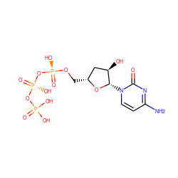 Nc1ccn([C@@H]2O[C@H](CO[P@@](=O)(O)O[P@@](=O)(O)OP(=O)(O)O)C[C@H]2O)c(=O)n1 ZINC000031440313