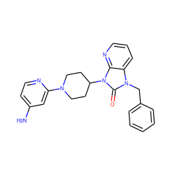 Nc1ccnc(N2CCC(n3c(=O)n(Cc4ccccc4)c4cccnc43)CC2)c1 ZINC000040430270