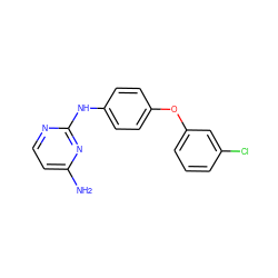 Nc1ccnc(Nc2ccc(Oc3cccc(Cl)c3)cc2)n1 ZINC000084603162