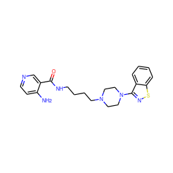 Nc1ccncc1C(=O)NCCCCN1CCN(c2nsc3ccccc23)CC1 ZINC000013760424