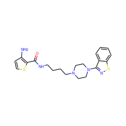 Nc1ccsc1C(=O)NCCCCN1CCN(c2nsc3ccccc23)CC1 ZINC000001539371