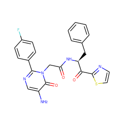 Nc1cnc(-c2ccc(F)cc2)n(CC(=O)N[C@@H](Cc2ccccc2)C(=O)c2nccs2)c1=O ZINC000013532631