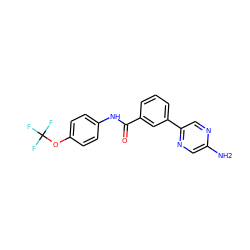 Nc1cnc(-c2cccc(C(=O)Nc3ccc(OC(F)(F)F)cc3)c2)cn1 ZINC000205944202