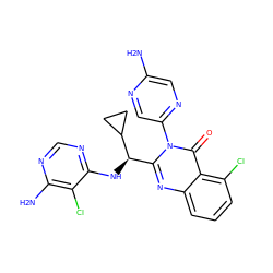 Nc1cnc(-n2c([C@@H](Nc3ncnc(N)c3Cl)C3CC3)nc3cccc(Cl)c3c2=O)cn1 ZINC001772637570