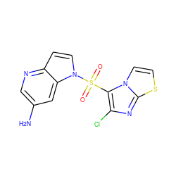 Nc1cnc2ccn(S(=O)(=O)c3c(Cl)nc4sccn34)c2c1 ZINC000043063414