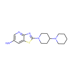 Nc1cnc2nc(N3CCC(N4CCCCC4)CC3)sc2c1 ZINC000045289530