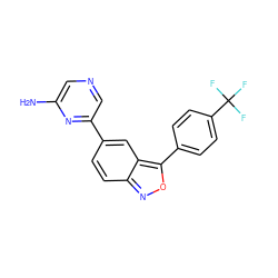 Nc1cncc(-c2ccc3noc(-c4ccc(C(F)(F)F)cc4)c3c2)n1 ZINC000084653341