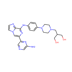 Nc1cncc(-c2cn3ccnc3c(Nc3ccc(N4CCN(CC(CO)CO)CC4)cc3)n2)n1 ZINC001772586607