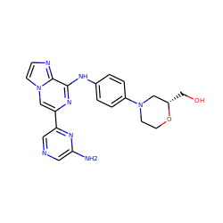 Nc1cncc(-c2cn3ccnc3c(Nc3ccc(N4CCO[C@@H](CO)C4)cc3)n2)n1 ZINC001772600986