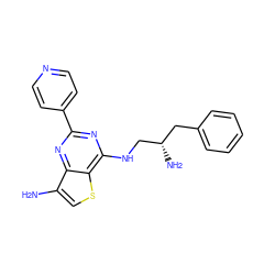 Nc1csc2c(NC[C@@H](N)Cc3ccccc3)nc(-c3ccncc3)nc12 ZINC000223664055