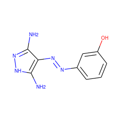 Nc1n[nH]c(N)c1/N=N/c1cccc(O)c1 ZINC000014949086