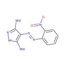 Nc1n[nH]c(N)c1/N=N/c1ccccc1[N+](=O)[O-] ZINC000014949079