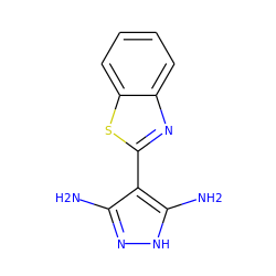 Nc1n[nH]c(N)c1-c1nc2ccccc2s1 ZINC000114400250