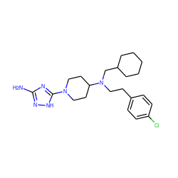 Nc1n[nH]c(N2CCC(N(CCc3ccc(Cl)cc3)CC3CCCCC3)CC2)n1 ZINC001772637123