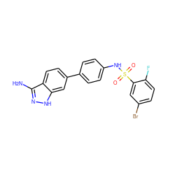 Nc1n[nH]c2cc(-c3ccc(NS(=O)(=O)c4cc(Br)ccc4F)cc3)ccc12 ZINC000299828859