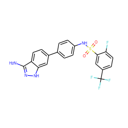 Nc1n[nH]c2cc(-c3ccc(NS(=O)(=O)c4cc(C(F)(F)F)ccc4F)cc3)ccc12 ZINC000299836468