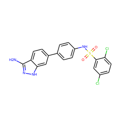 Nc1n[nH]c2cc(-c3ccc(NS(=O)(=O)c4cc(Cl)ccc4Cl)cc3)ccc12 ZINC000299823732