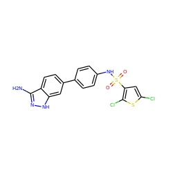 Nc1n[nH]c2cc(-c3ccc(NS(=O)(=O)c4cc(Cl)sc4Cl)cc3)ccc12 ZINC000299821084