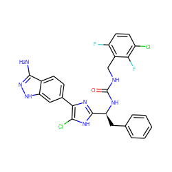 Nc1n[nH]c2cc(-c3nc([C@H](Cc4ccccc4)NC(=O)NCc4c(F)ccc(Cl)c4F)[nH]c3Cl)ccc12 ZINC000115472374