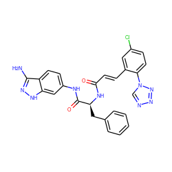 Nc1n[nH]c2cc(NC(=O)[C@H](Cc3ccccc3)NC(=O)/C=C/c3cc(Cl)ccc3-n3cnnn3)ccc12 ZINC000201531570