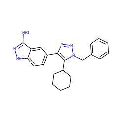 Nc1n[nH]c2ccc(-c3nnn(Cc4ccccc4)c3C3CCCCC3)cc12 ZINC000146959555