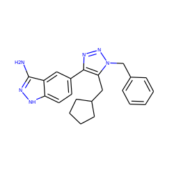 Nc1n[nH]c2ccc(-c3nnn(Cc4ccccc4)c3CC3CCCC3)cc12 ZINC000147917939