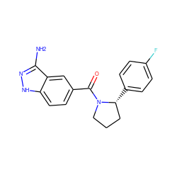 Nc1n[nH]c2ccc(C(=O)N3CCC[C@H]3c3ccc(F)cc3)cc12 ZINC001772630034