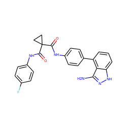 Nc1n[nH]c2cccc(-c3ccc(NC(=O)C4(C(=O)Nc5ccc(F)cc5)CC4)cc3)c12 ZINC000299858927