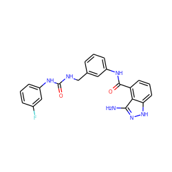 Nc1n[nH]c2cccc(C(=O)Nc3cccc(CNC(=O)Nc4cccc(F)c4)c3)c12 ZINC000084653477