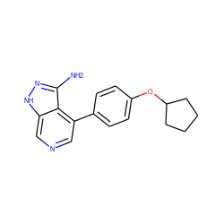 Nc1n[nH]c2cncc(-c3ccc(OC4CCCC4)cc3)c12 ZINC000204813147