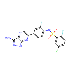 Nc1n[nH]c2nc(-c3ccc(NS(=O)(=O)c4cc(Cl)ccc4F)c(F)c3)cnc12 ZINC000103256105